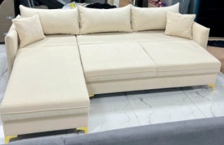 OMR диван угловой Omar Corner, обивка велюр, 80х280х85 см, бежевый7