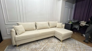 OMR диван угловой Omar Corner, обивка велюр, 80х280х85 см, бежевый8