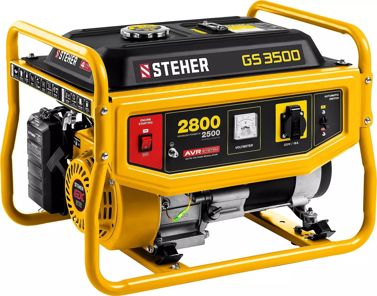 Бензиновый генератор STEHER (Штехер) 2,5/2,8 кВт, бензогенератор (GS-3500)