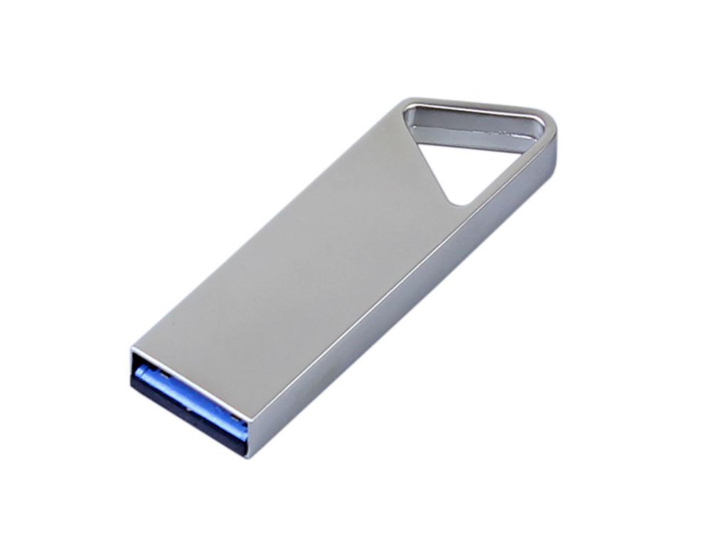 USB 3.0-флешка на 64 Гб с мини чипом и отверстием для цепочки, серебристый