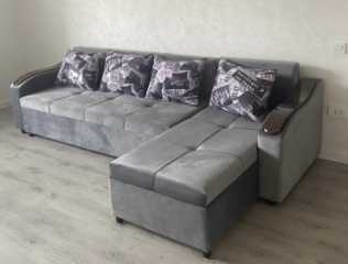 ROOM MEBEL диван угловой 12545678, обивка ткань, 85х280х70 см, серый