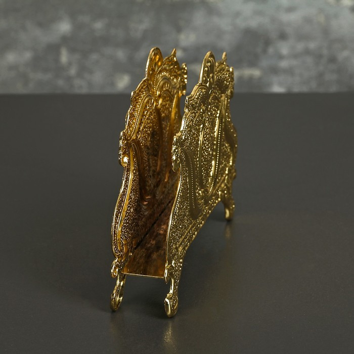 Салфетница «Астерия», 13×2.5×9.5 см, золотистая