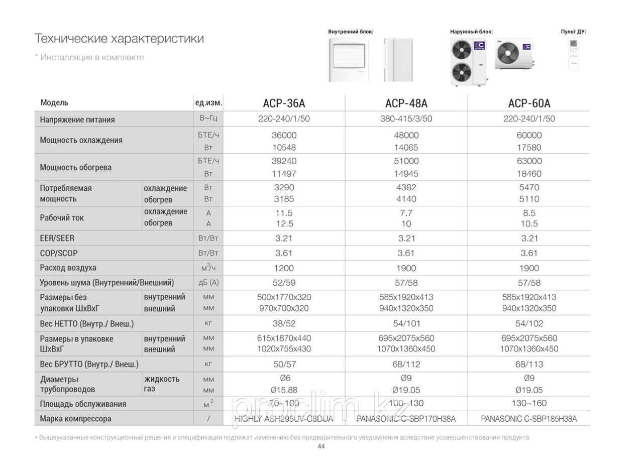 Напольный кондиционер Almacom ACP-36A + монтажный комплект