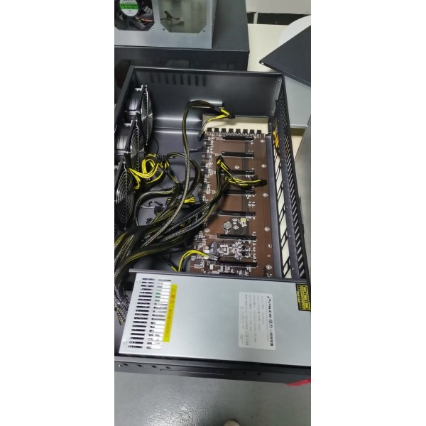Корпус для майнинга в сборе материнская плата на 8 видеокарт, CPU, DIMM, SSD, БП