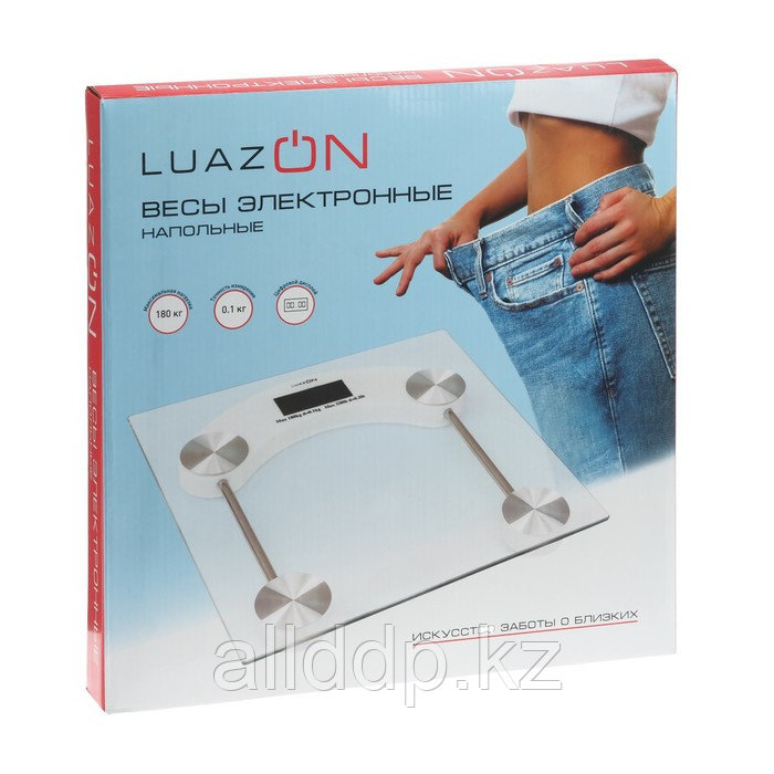 Весы напольные LuazON LVE-003, электронные, до 180 кг, 1хCR2032, стекло, белые