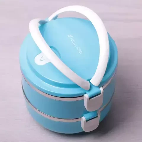 Термос многоярусный для домашних обедов Lunch Box Smile KM-212x (Коралловый / 2 секции)
