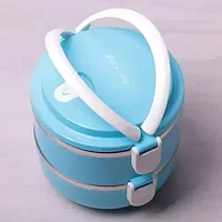 Термос многоярусный для домашних обедов Lunch Box Smile KM-212x (Коралловый / 2 секции)4