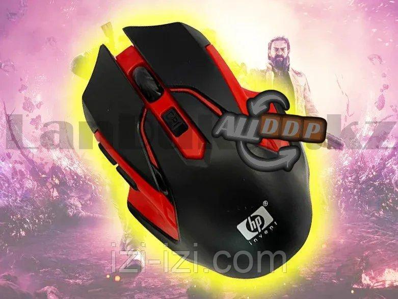 Беспроводная игровая мышь оптическая USB 6 кнопок 1600 dpi HP 2.4 GHZ Wreless mouse черно-красная