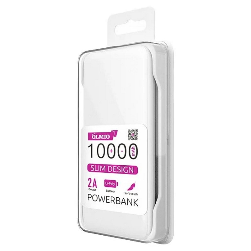 Зарядное устройство Power bank Olmio Slim 10000 mAh (White)