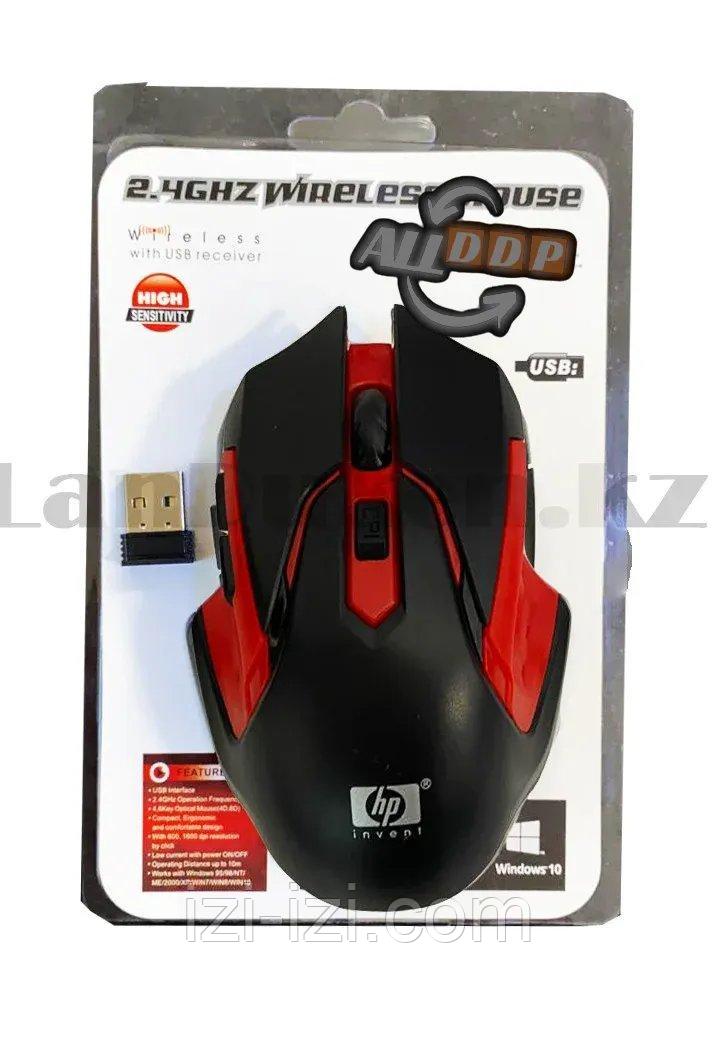 Беспроводная игровая мышь оптическая USB 6 кнопок 1600 dpi HP 2.4 GHZ Wreless mouse черно-красная