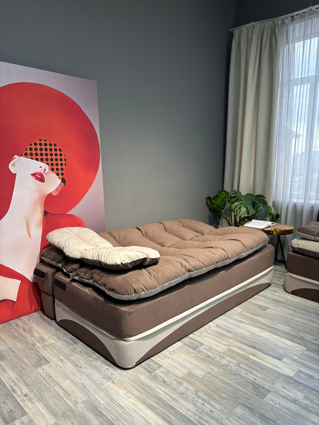 PRESTIGE MEBEL диван прямой Perinka, обивка велюр, 80х200х90 см, коричневый, бежевый