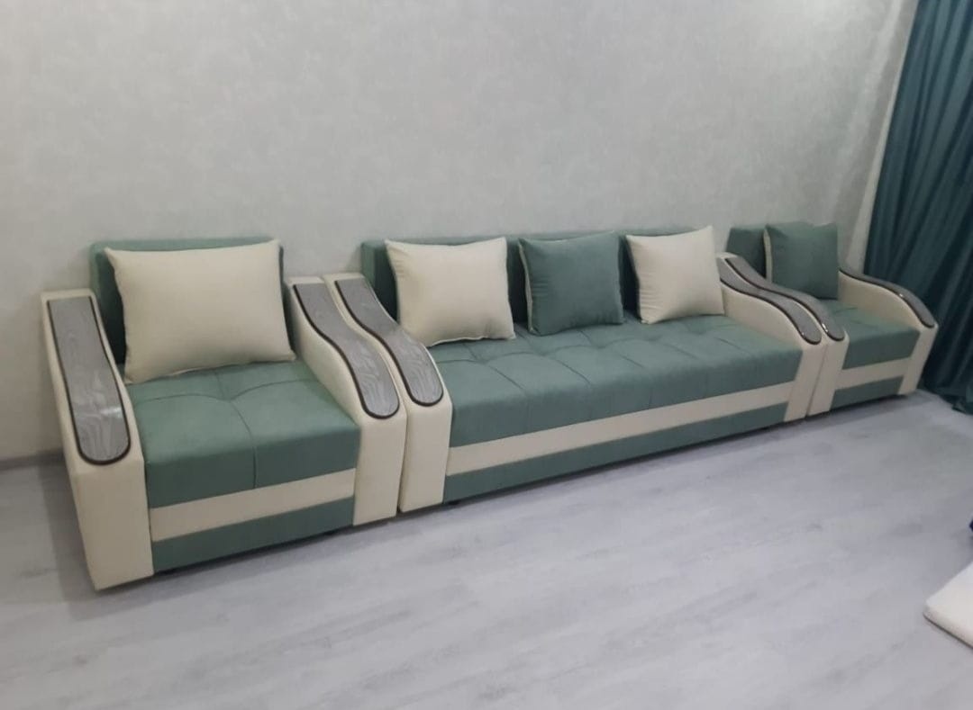 A BLVD 12345 комплект (2 кресла, диван прямой) обивка ткань, серый, бежевый