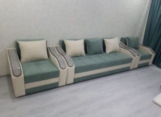 A BLVD 12345 комплект (2 кресла, диван прямой) обивка ткань, серый, бежевый