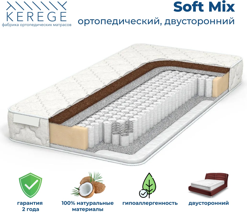 Матрас Soft Mix, 150x195x20 см, чехол жаккард