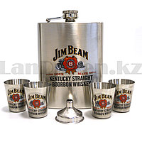 Мужской набор Jim Beam (фляга 240 мл (8oz) 4 рюмки воронка) в подарочной коробке 9004