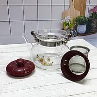 Заварочный стеклянный чайник для чая и кофе 900 ml (Cofee and tea), заварной чайник, чайник для плиты2