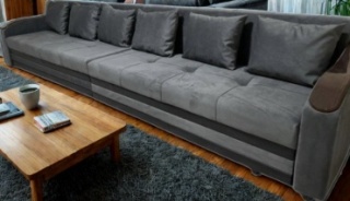 ZereHome диван прямой 678, обивка велюр, 85х400х130 см, серый