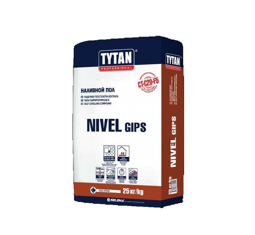 Наливной Пол гипсовый TYTAN NIVEL GIPS 25кг