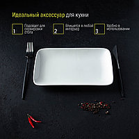 Блюдо прямоугольное Доляна White Label, 24,5×15,5 см, фарфор, цвет белый4