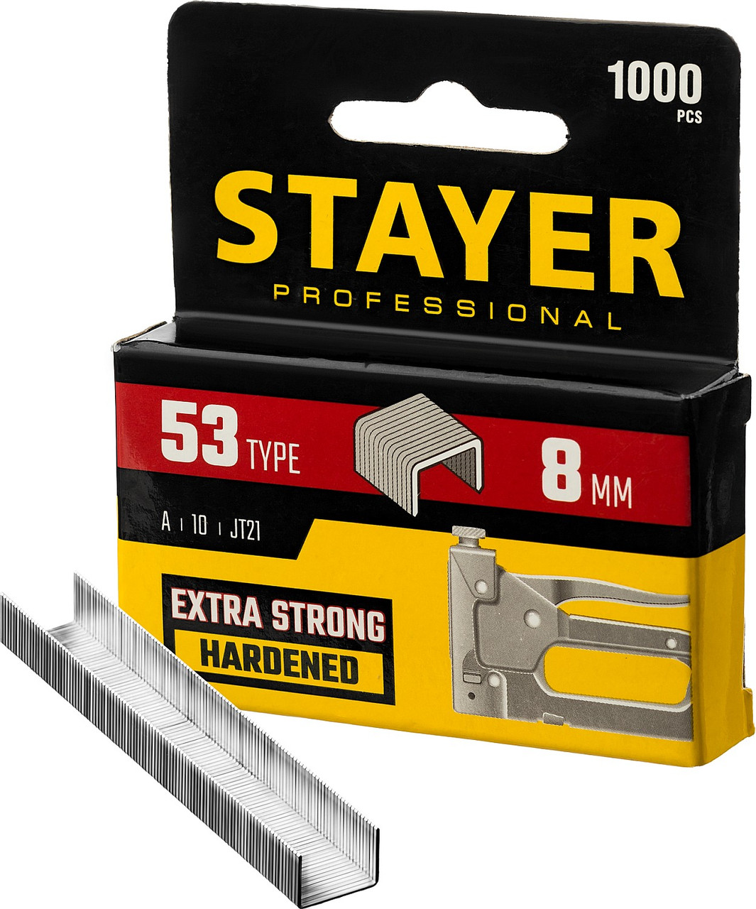 STAYER скобы тип 53 (A / 10 / JT21), 8 мм, 1000 шт., закаленные, особотвердые, скобы для степлера тонкие