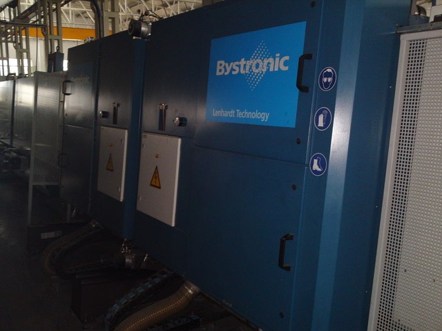 Стеклопакетная линия Bystronic 1600 X 4000 с газовым тандемным прессом и роботом герметизации.