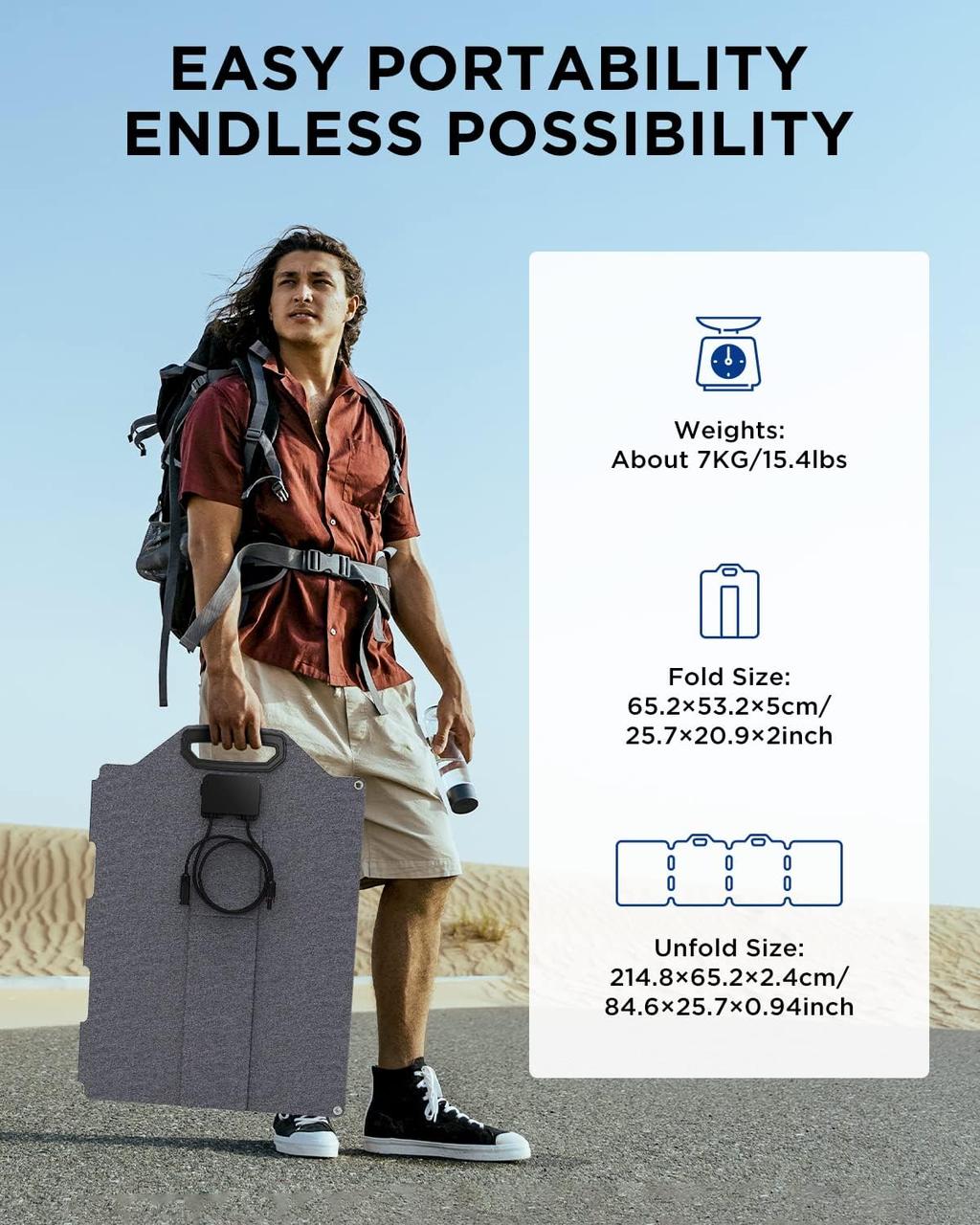Складная солнечная панель BigBlue SolarPowa 200 с подставкой (Мощность: 200 Вт, IP68, разъем: MC4)