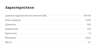 Решетка водоприемная Gidrolica Standart РВ -10.13,6.50 - чугунная щелевая Гидролика1