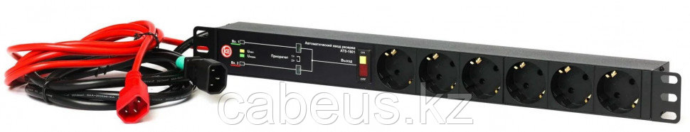 Электронно-механический АВР ELEMY, 19", неуправляемый, Shuko х 6, вход IEC 60320 C14, для шкафов и стоек, шнур