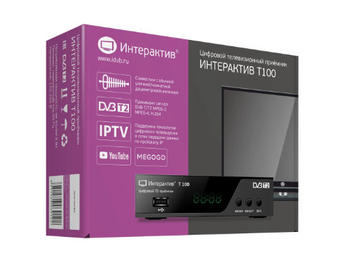 Ресивер(телевизионный приемник) TV mini DVB-T2 ИНТЕРАКТИВ Т100